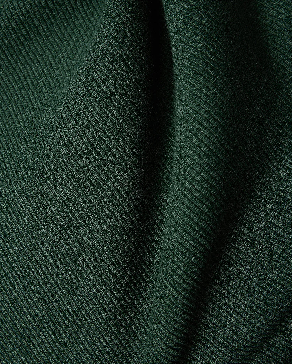 Mens Leroy Long Sleeve Knit Polo in dark green, featuring a prominent ribbed knit texture with subtle fabric folds.