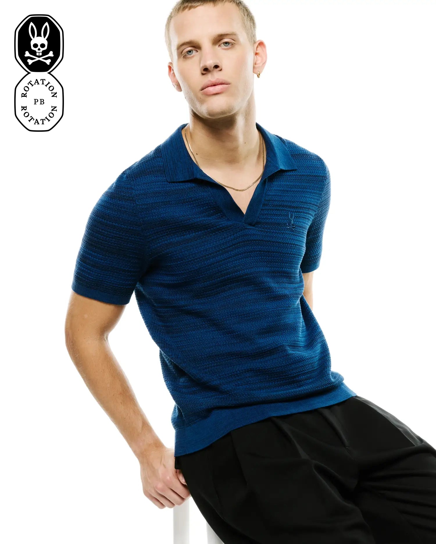MEN'S DEVON BRAIDED KNIT POLO view 1