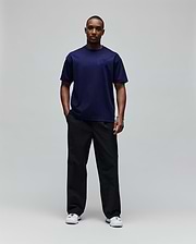 Mens Oscar Oversized Tee, a navy blue oversized t-shirt in smooth jersey knit, featuring a tonal embroidered Psycho Bunny skull logo on the left chest.