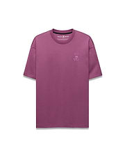 Mens Oscar Relaxed Fit Tee in plum, a smooth jersey knit with a small, tonal embroidered Psycho Bunny skull logo on the left chest.