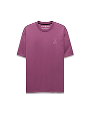 Mens Oscar Relaxed Fit Tee in plum, a smooth jersey knit with a small, tonal embroidered Psycho Bunny skull logo on the left chest.
