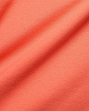 MENS TOBIAS GRAPHIC TEE in a rich, vibrant coral hue, crafted from premium, soft jersey knit fabric with subtle texture and elegant, flowing folds.