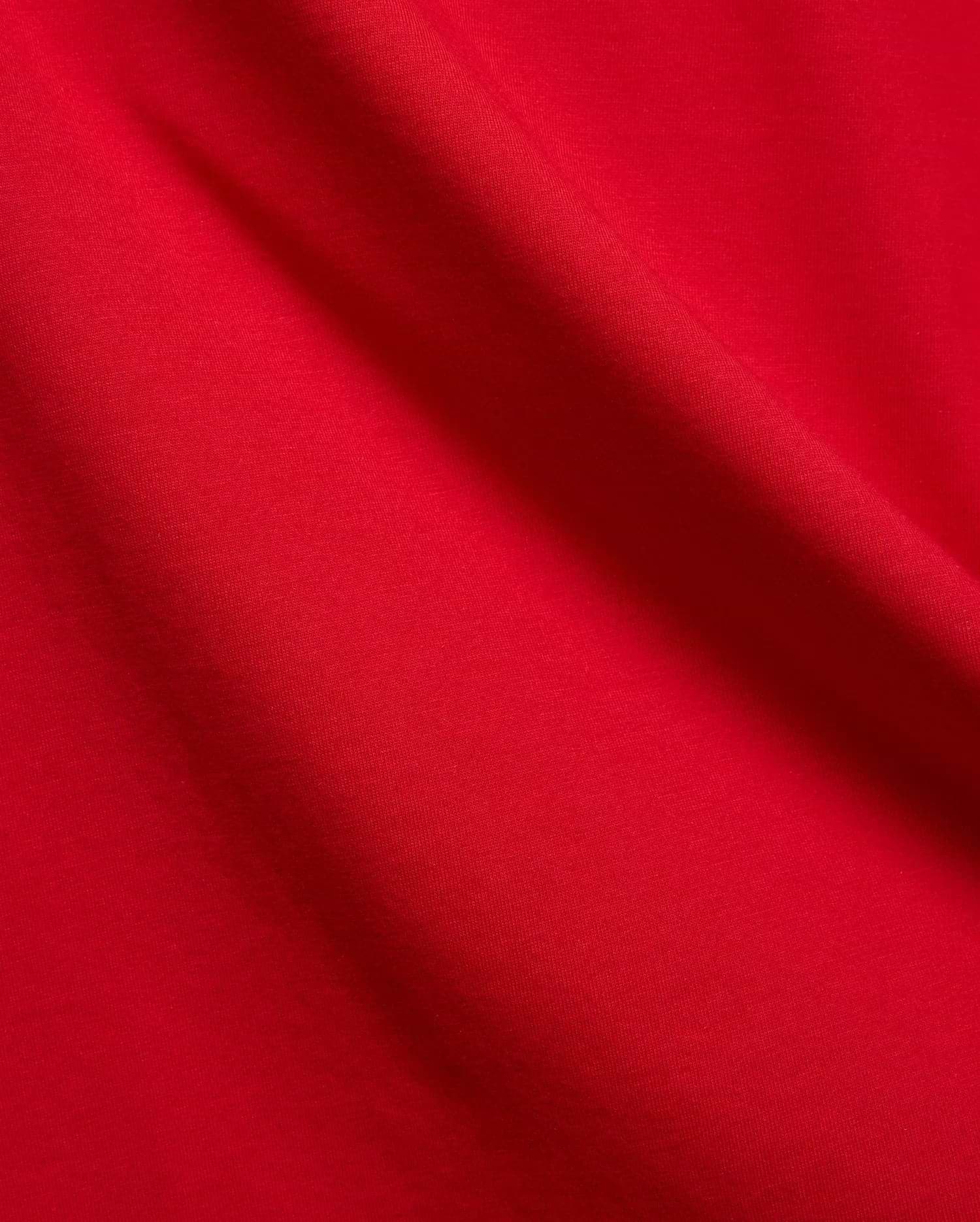 Mens Royce Graphic Tee in a rich, vibrant red hue, crafted from premium, soft jersey knit fabric with a subtle texture and elegant, flowing drapes, embodying refined streetwear style.