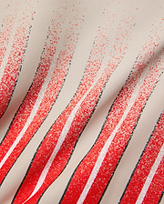 Mens Camden Oversized Soccer Jersey in beige jersey knit, featuring bold red, white, and black distressed vertical stripes with a speckled fade effect. (6)