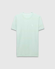 Mens Taylor Pique Tee, a classic fit light mint green pique knit t-shirt with a small white embroidered Psycho Bunny skull logo on the left chest and white neck trim.