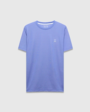 Mens Dash Bunny Sport Tee in periwinkle blue, featuring a classic fit, subtle textured performance fabric, and a small white embroidered Psycho Bunny skull logo on the left chest.