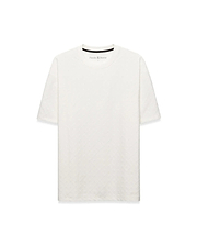 Off-white Mens Garry Relaxed Fit Tee, featuring a subtle embossed diamond and bunny skull pattern, small Psycho Bunny logo on left chest, and black branded neck tape. (5)