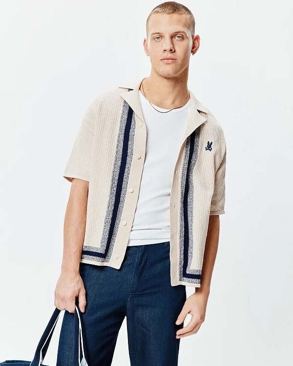 MENS GILES RELAXED FIT BORDER KNIT SHIRT view 2