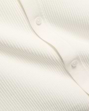 Mens Yann Knit Shirt by Psycho Bunny, a crisp white knit top with a subtle diagonal chevron pattern, featuring a clean button placket with translucent buttons. (7)