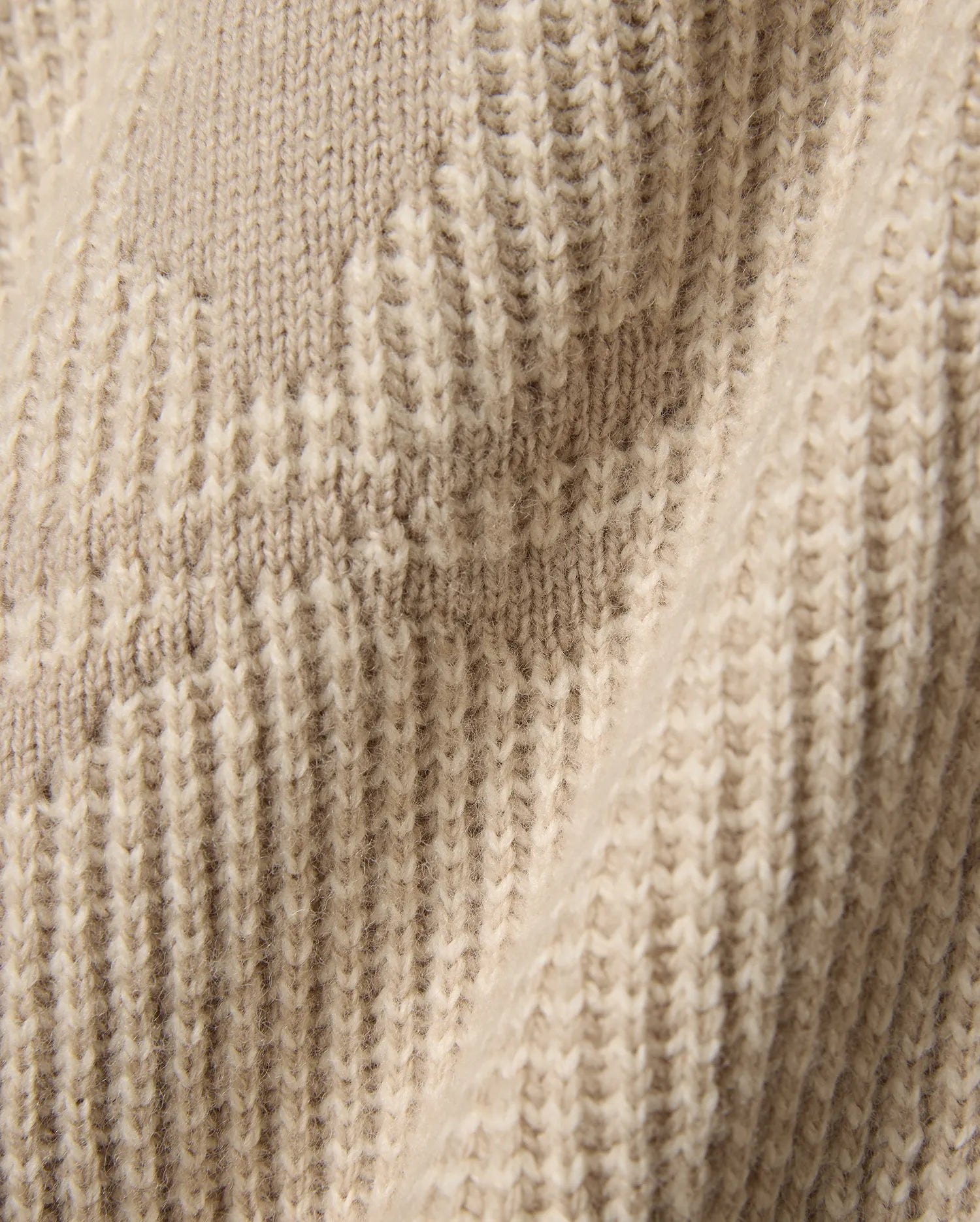 Psycho Bunny Mens Atkinson Cardigan, a luxurious beige knit featuring a subtle cream two-tone patterned texture and soft, visible knit stitches for refined streetwear style. (7)