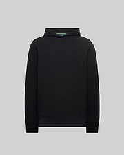 Black Mens Dustin Hoodie with a classic fit, featuring an all-over embossed Psycho Bunny skull logo pattern on textured fabric, and a subtle green inner collar detail. (5)