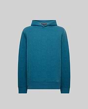 Mens Dustin Hoodie, a teal classic fit hoodie featuring an all-over embossed Psycho Bunny skull and textured geometric square pattern on a soft knit fabric.
