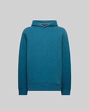 Mens Dustin Hoodie, a teal classic fit hoodie featuring an all-over embossed Psycho Bunny skull and textured geometric square pattern on a soft knit fabric.