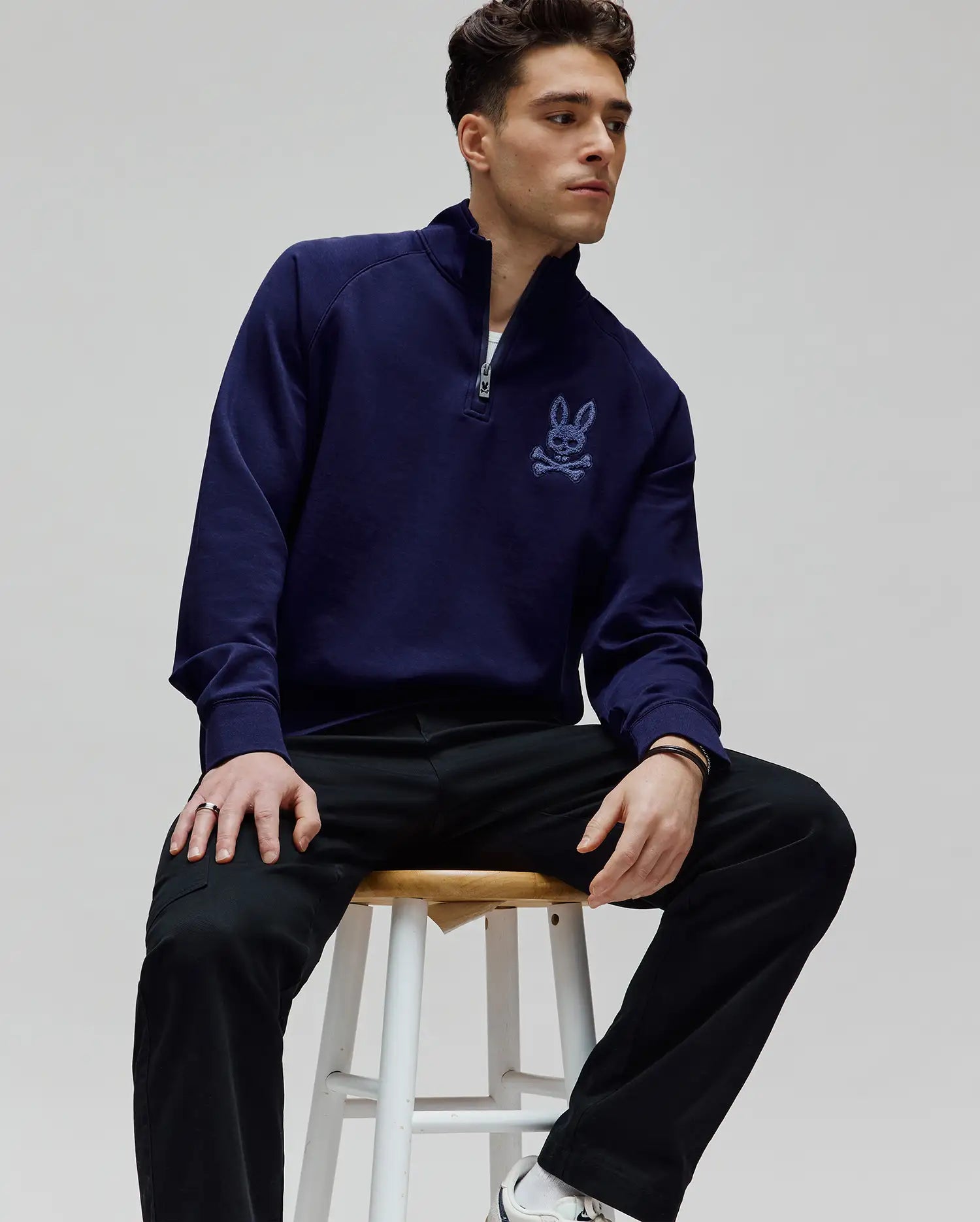 CHANDAIL TATE BRODÉ CHENILLE 1/4 ZIPPÉ