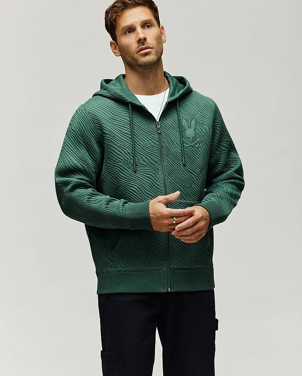 MENS KENDRICK DOUBLE KNIT JACQUARD ZIP TEXTURED HOODIE view 1