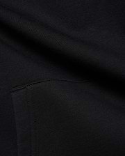 Black MENS ISAAC PRINT HOODIE in soft French terry knit, featuring subtle diagonal texture and a visible seam detail, hinting at a signature Psycho Bunny graphic print.
