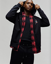 Mens Raphael Zip Hoodie, black, classic fit, smooth knit, with a full zip, hood, ribbed cuffs, and a colorful embroidered iconic Psycho Bunny skull logo on the left chest.