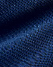 Mens Marc Textured Full Zip Hoodie featuring a rich deep blue, finely textured knit fabric with a subtle black micro-grid pattern, embodying refined streetwear.