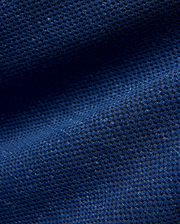 Mens Marc Textured Full Zip Hoodie featuring a rich deep blue, finely textured knit fabric with a subtle black micro-grid pattern, embodying refined streetwear.