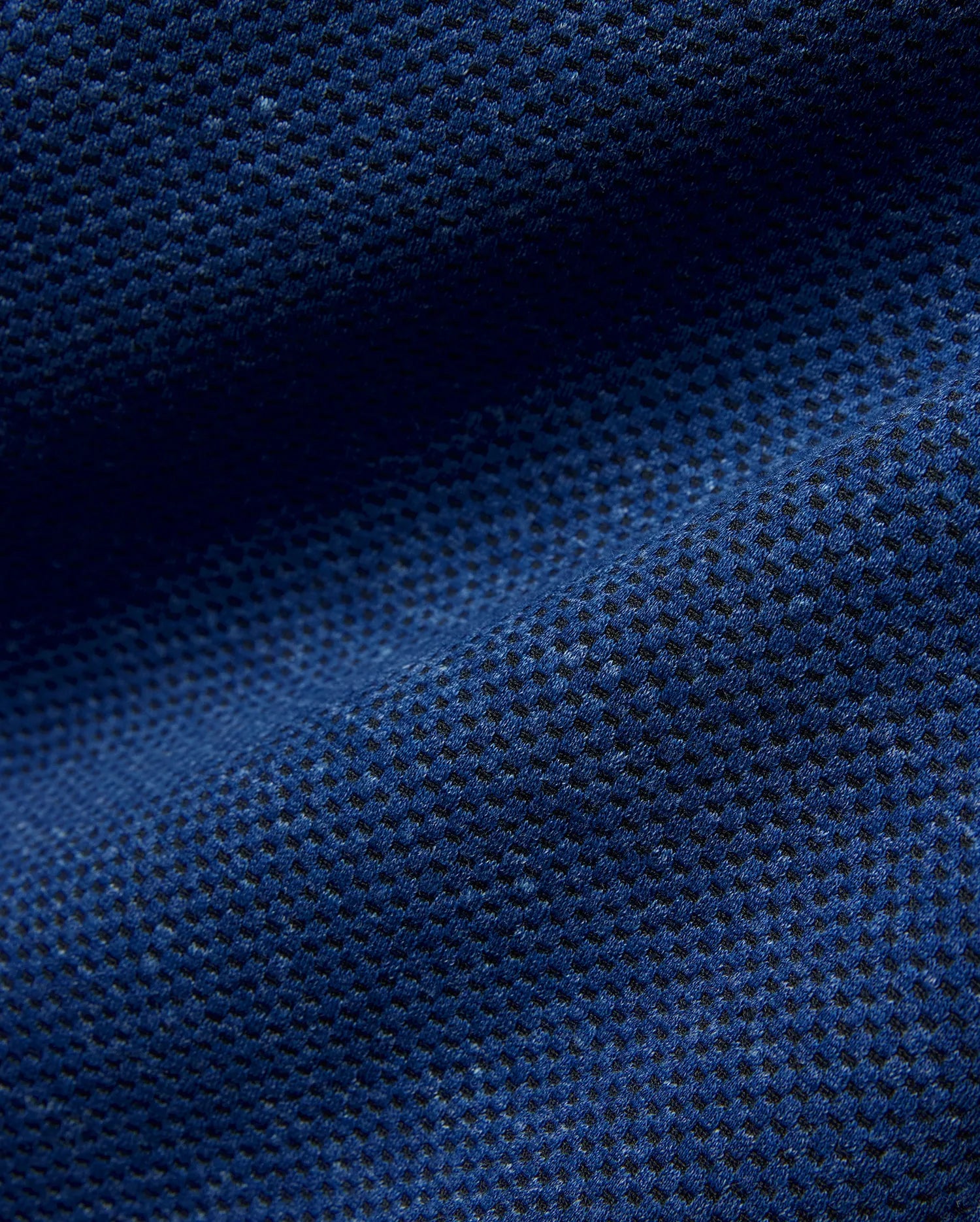 Mens Marc Textured Full Zip Hoodie featuring a rich deep blue, finely textured knit fabric with a subtle black micro-grid pattern, embodying refined streetwear.