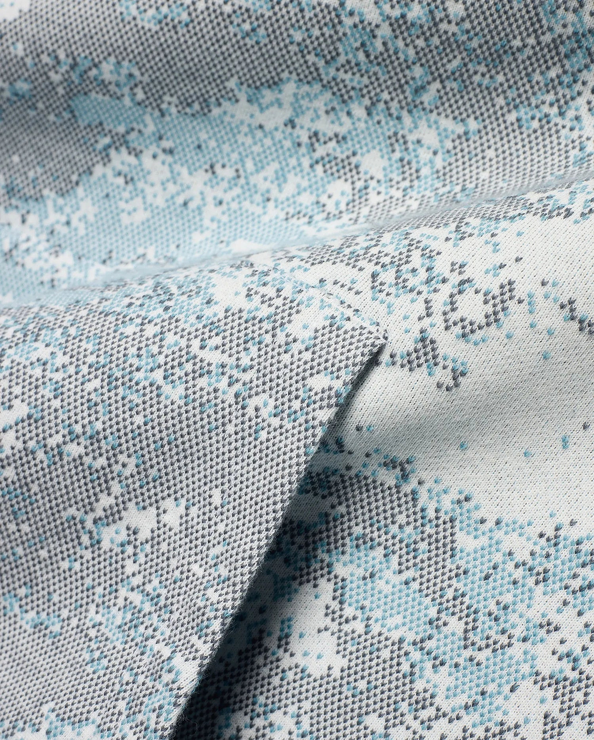 Men's Alfie All-Over Print Hoodie, a premium soft knit fabric featuring an intricate, abstract pixelated pattern in white, light blue, and dark grey, reflecting bold, refined streetwear. (6)