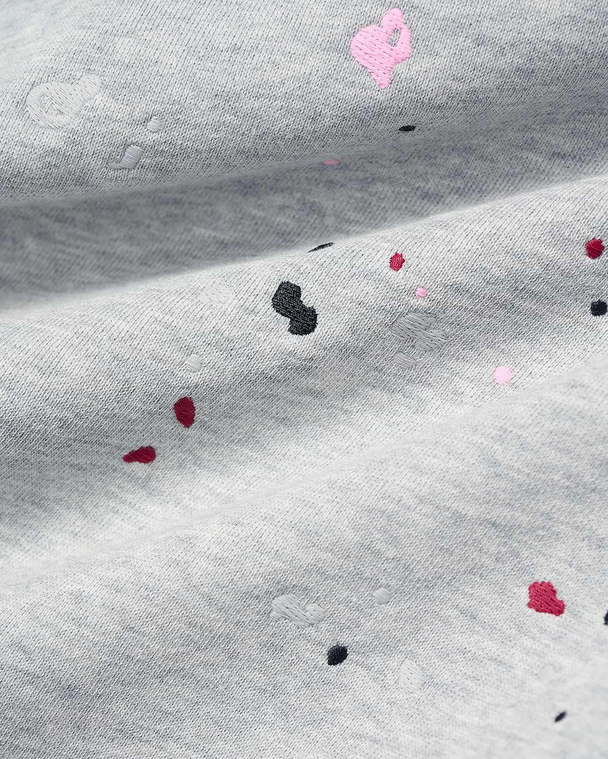 Mens Malcom Splatter Hoodie in grey french terry, featuring an embroidered splatter pattern in pink, black, and red, subtly integrating the iconic Psycho Bunny skull logo.