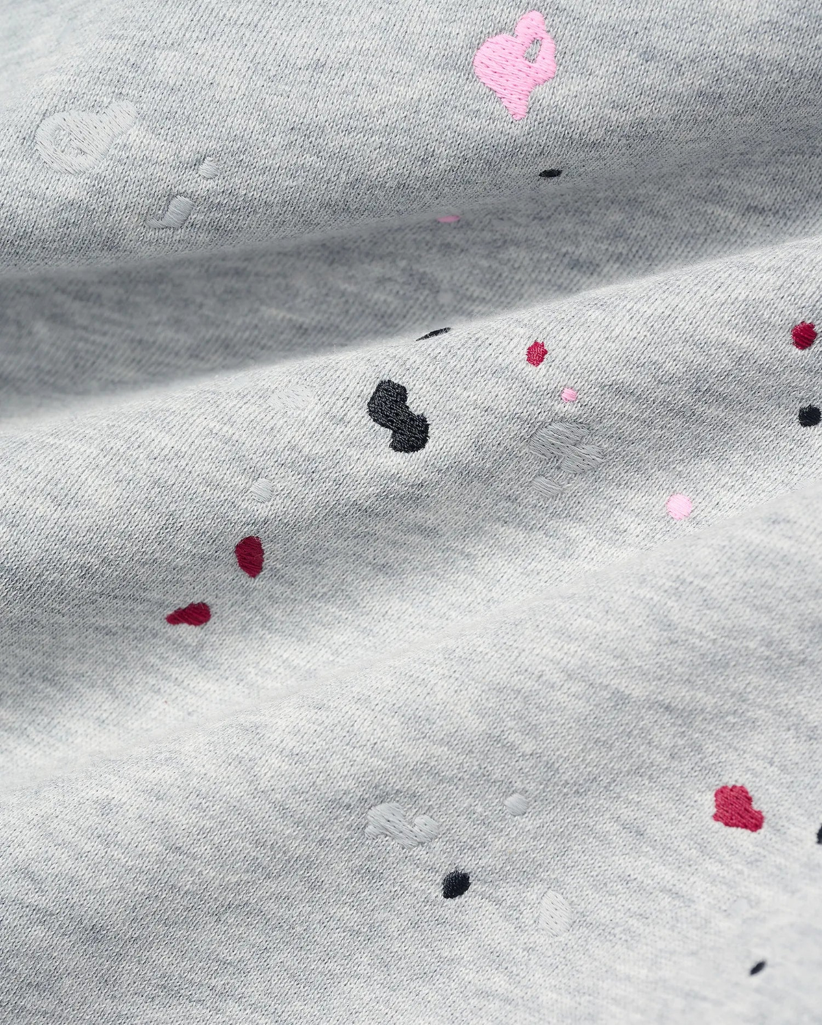 Mens Malcom Splatter Hoodie in grey french terry, featuring an embroidered splatter pattern in pink, black, and red, subtly integrating the iconic Psycho Bunny skull logo.