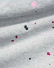 Mens Malcom Splatter Hoodie in grey french terry, featuring an embroidered splatter pattern in pink, black, and red, subtly integrating the iconic Psycho Bunny skull logo.