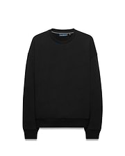 Mens Cedrick All Over Jacquard Crew, a black relaxed-fit sweatshirt featuring a subtle all-over jacquard Psycho Bunny skull logo pattern, ribbed cuffs and hem, and a green accent stripe on the inner neckline. (5)