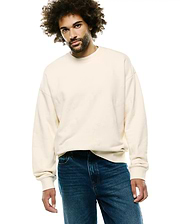 Mens Cedrick All Over Jacquard Crew, a relaxed fit cream sweatshirt featuring a subtle tonal all-over jacquard Psycho Bunny skull pattern, crafted from soft jersey.