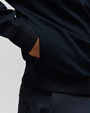 Mens Maxton Waffle 1/4 Zip in deep navy, showcasing a refined, breathable waffle knit texture, designed for a classic fit with comfortable ribbed cuffs and discreet side pockets.