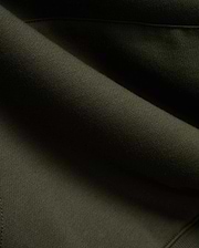 Mens Terrence Brushed Fleece Hoodie in dark olive green, showcasing soft, textured brushed fleece fabric with subtle knit details, draped in gentle folds.