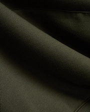 Mens Terrence Brushed Fleece Hoodie in dark olive green, showcasing soft, textured brushed fleece fabric with subtle knit details, draped in gentle folds.