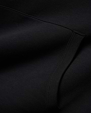 Mens Nathaniel Relaxed Chest Hoodie in deep black, crafted from a soft knit fabric with a subtle diagonal texture and a prominent ribbed cuff detail. (6)