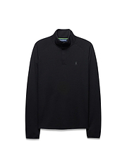 Black Mens Tomas Waffle 1/4 Zip with a classic fit, featuring a subtle waffle knit texture, a stand-up collar with green accent lining, and a small tonal embroidered Psycho Bunny skull logo on the left chest.