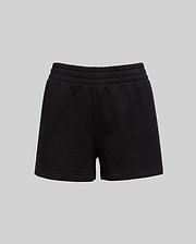 Womens Olivia Fleece Short by Psycho Bunny, a premium black relaxed fit fleece short featuring a comfortable elasticated waistband and soft texture, embodying bold streetwear style.