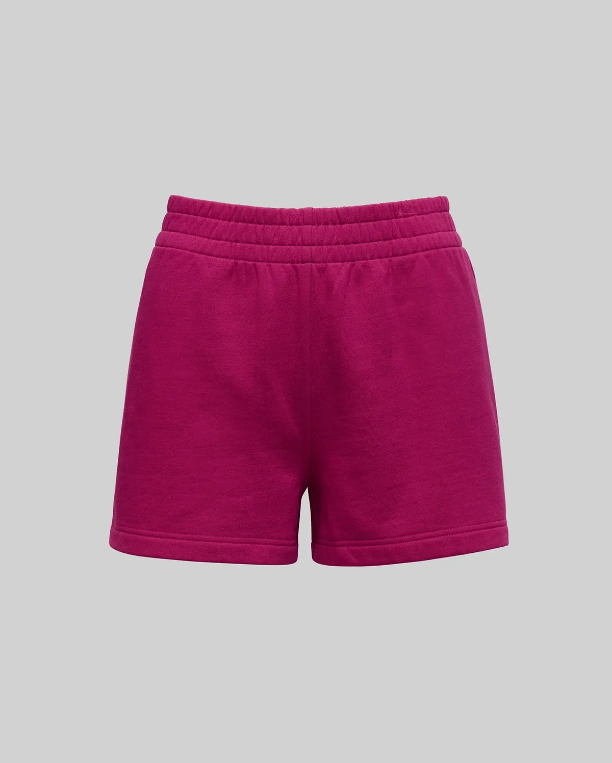 Womens Olivia Fleece Short in vibrant magenta, featuring a comfortable elasticated waistband, relaxed fit, and signature embroidered Psycho Bunny skull logo, crafted from soft fleece fabric. (4)