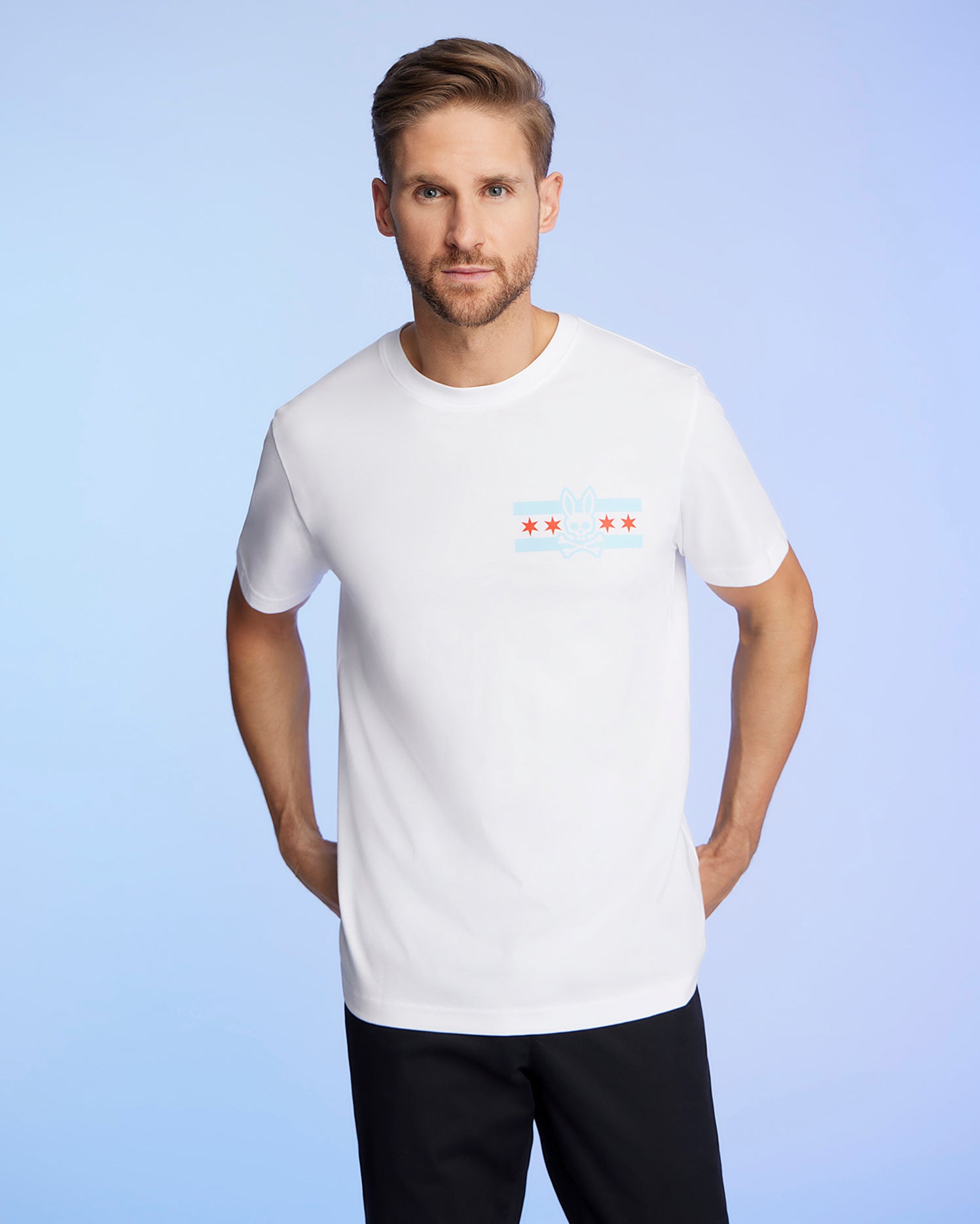 MENS CHICAGO WHITE BUNNY SHORT SLEEVE TEE | PSYCHO BUNNY