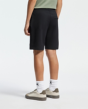 Kids | Kids' Black French terry sweatshorts with a soft feel, elastic waistband, and side pockets for comfort.