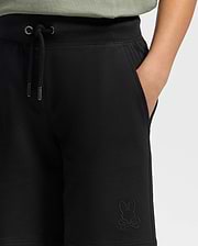 Kids | Kids' Black French terry sweatshorts with a soft feel, elastic waistband, and side pockets for comfort.
