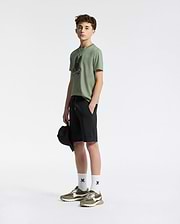 Teen | Kids' Black French terry sweatshorts with a soft feel, elastic waistband, and side pockets for comfort.