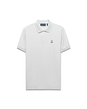 Mens Classic Pique Polo in light grey, featuring a classic fit, two-button placket, ribbed collar, and small pink embroidered Psycho Bunny skull logo on the left chest.