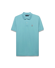 Men's Classic Pima Pique Polo in vibrant aqua, featuring a classic fit, two-button placket, and a small embroidered Psycho Bunny skull logo on the left chest. (1)