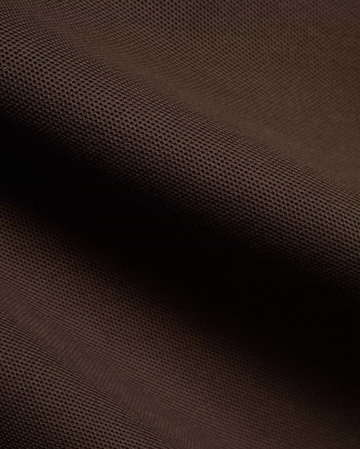 Men's Classic Pima Pique Polo, a close-up of the luxurious, breathable dark brown Pima cotton pique fabric, highlighting its refined, textured weave, perfect for premium menswear. (6)