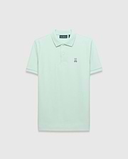 Mens Classic Pique Polo in mint green, featuring a classic fit and pique texture. Small embroidered pink and navy Psycho Bunny skull logo on the left chest with white buttons. (2)