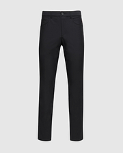 Black Mens Maverick 10k Step Pant 31 1/2 L, a classic fit performance pant with a smooth texture, featuring front pockets and a subtle embroidered dark red Psycho Bunny skull logo on the right pocket.