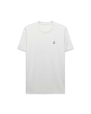 Mens Classic Crew Neck Tee in light grey, featuring a smooth jersey knit, classic fit, and a small embroidered purple and blue Psycho Bunny skull logo on the left chest.