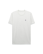 Mens Classic Crew Neck Tee in light grey, featuring a smooth jersey knit, classic fit, and a small embroidered purple and blue Psycho Bunny skull logo on the left chest.