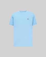 Mens Classic Crew Neck Tee in light blue, featuring a smooth jersey fabric and a classic fit, with a small embroidered Psycho Bunny skull logo on the left chest.