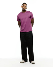 Mens Classic Crew Neck Tee in plum, featuring a smooth jersey knit and a classic fit, with a small white embroidered Psycho Bunny skull logo on the left chest.